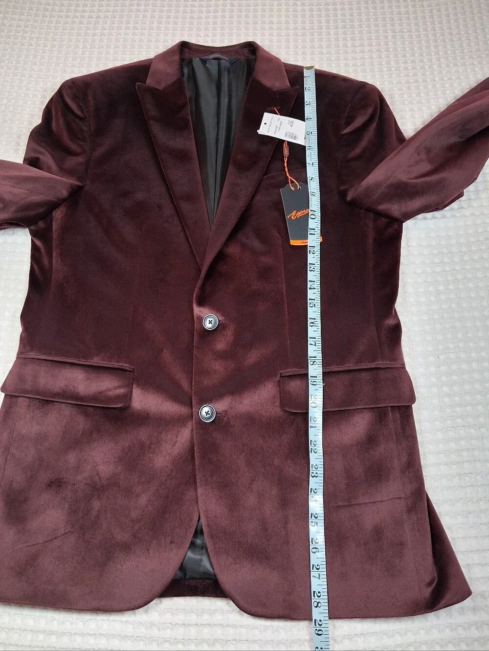 Egara Men's Warehouse Velvet Dinner Jacket Size 40R Skinny Fit Dark Wine NWT
